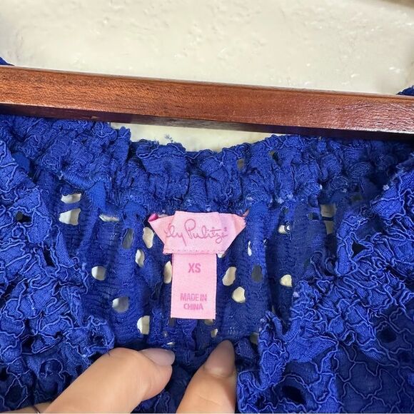 Lilly Pulitzer Le Marble Lace Top in True Blue Size XS - Picture 3 of 8